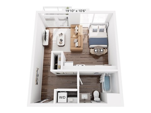 Floor plan for studio, 1 bath, 475 sqft